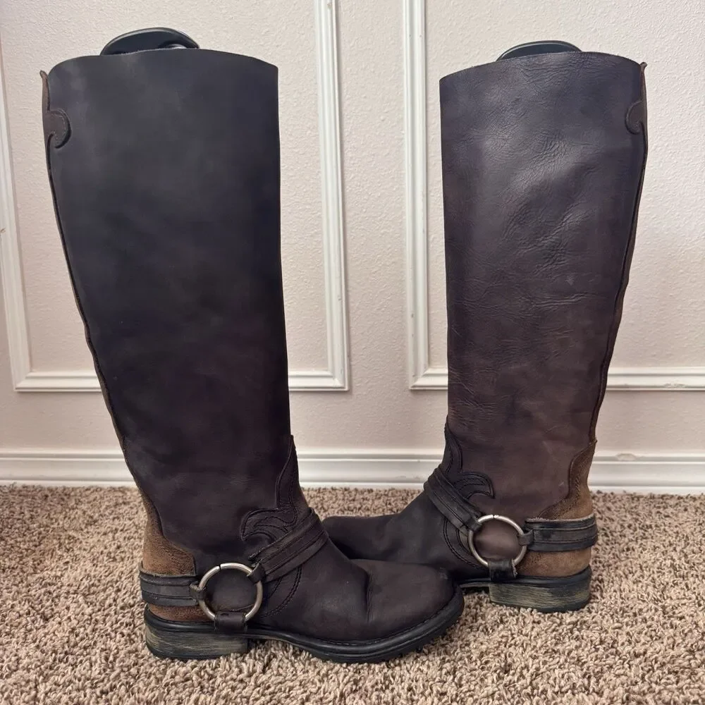 Steve Madden Judgement Women's Size 7M Distressed Leather Tall Moto Boots - Picture 5 of 15
